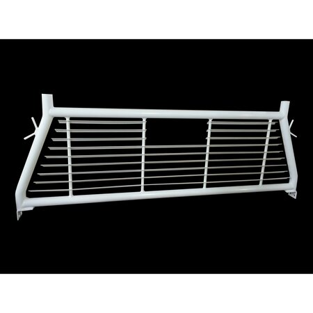 TRAILFX HEADACHE RACK Round Tube Louver Without Rear Cab Window Cut Out Powder Coated White Steel H0006W